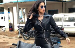 ஹெல்மெட் போடாமல் பைக் ஓட்டிய மங்காத்தா நடிகை!