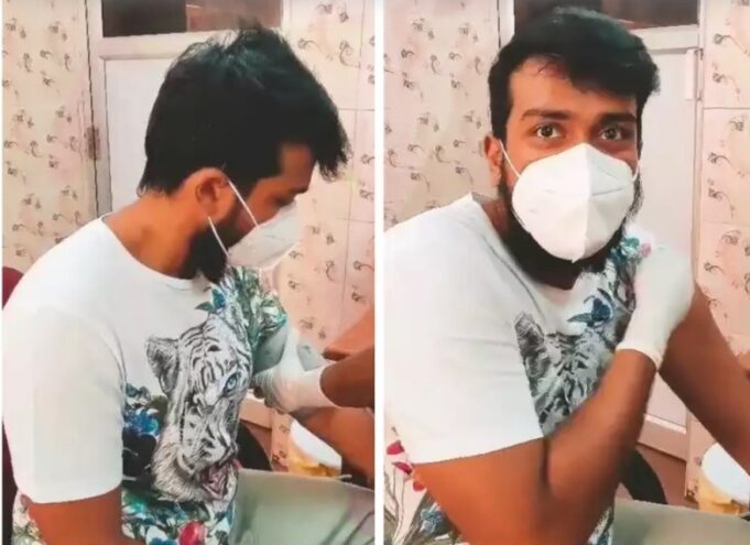 முதல் தடுப்பூசி போட்டுக் கொண்ட காளிதாஸ் ஜெயராம்!